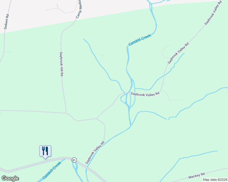 map of restaurants, bars, coffee shops, grocery stores, and more near 257 Saybrook Valley Road in Greene County