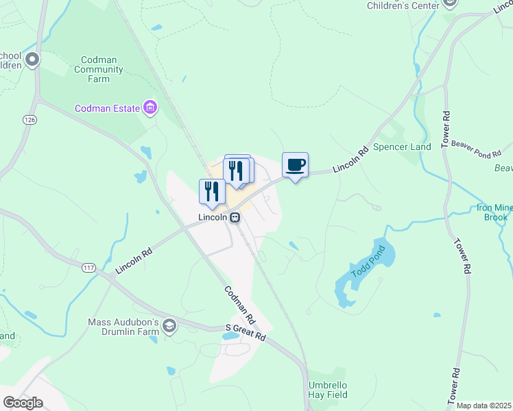 map of restaurants, bars, coffee shops, grocery stores, and more near 148 Lincoln Road in Lincoln