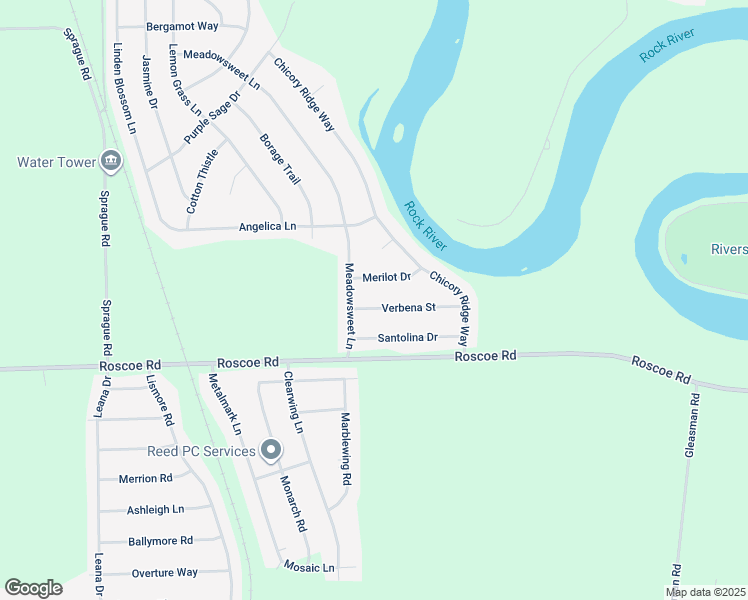 map of restaurants, bars, coffee shops, grocery stores, and more near 509 Verbena Street in Roscoe