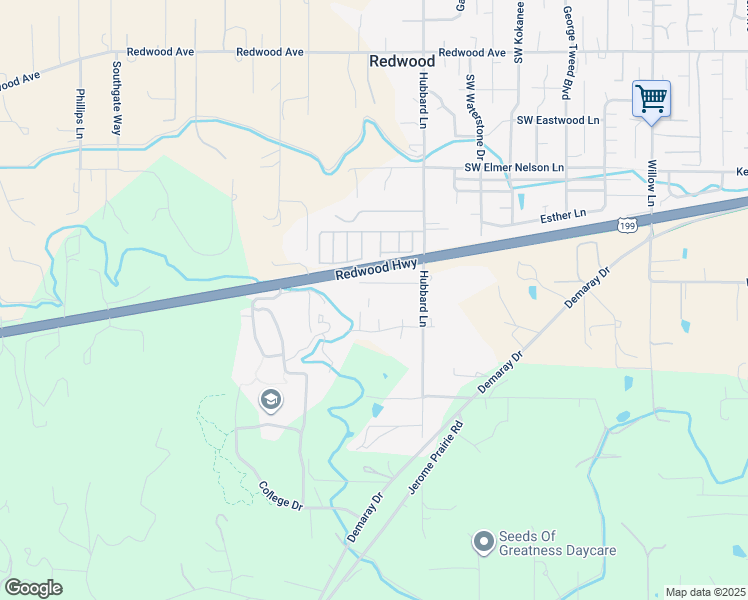 map of restaurants, bars, coffee shops, grocery stores, and more near 2016 Southwest Duke Street in Grants Pass