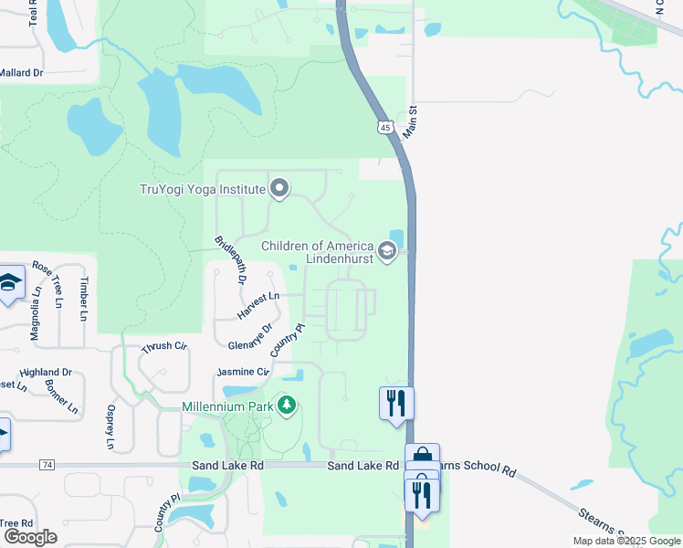 map of restaurants, bars, coffee shops, grocery stores, and more near 4707 Farmington Drive in Lindenhurst