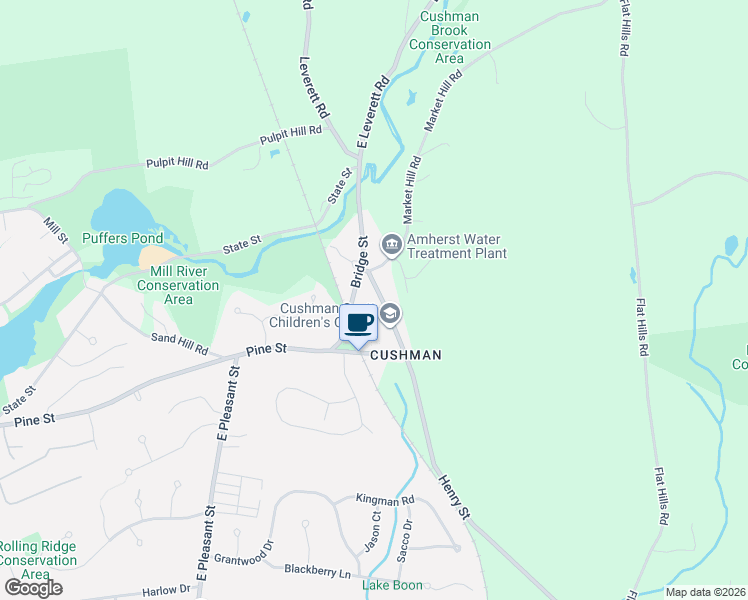 map of restaurants, bars, coffee shops, grocery stores, and more near 71 Henry Street in Amherst