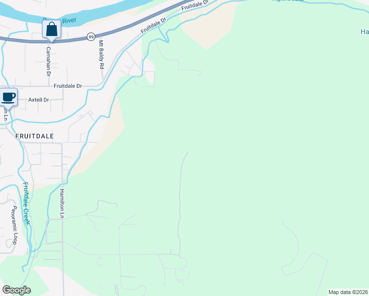 map of restaurants, bars, coffee shops, grocery stores, and more near 2101 Hamilton Lane in Grants Pass