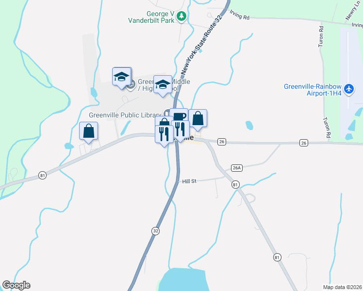 map of restaurants, bars, coffee shops, grocery stores, and more near in Greenville