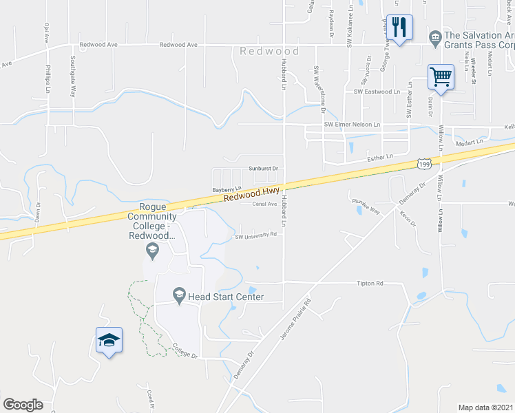 map of restaurants, bars, coffee shops, grocery stores, and more near 1898 Star Crest Drive in Grants Pass