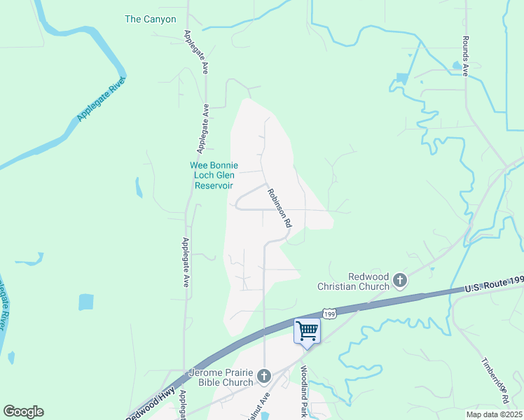 map of restaurants, bars, coffee shops, grocery stores, and more near West Linda Vista Road in Grants Pass