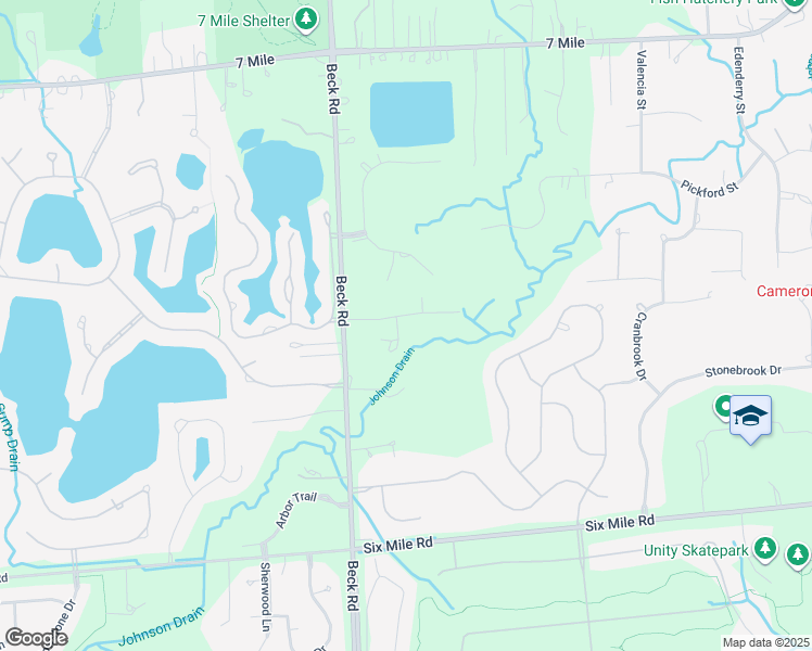 map of restaurants, bars, coffee shops, grocery stores, and more near 47043 Curtis Road in Northville