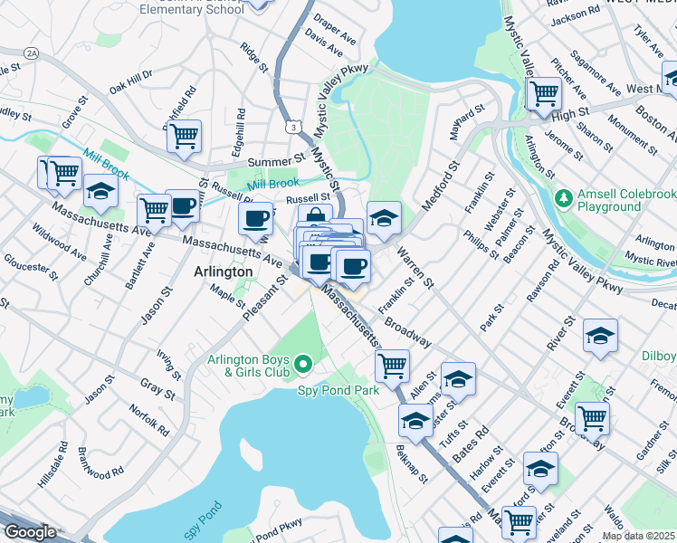 1 Park Terrace Arlington Ma Walk Score Map Of Restaurants Bars Coffee S Grocery Ore Near 1