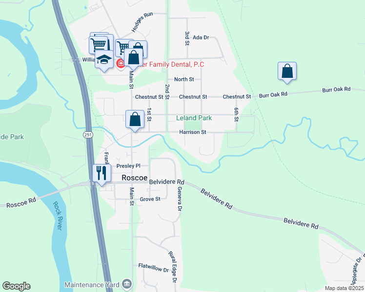 map of restaurants, bars, coffee shops, grocery stores, and more near 10658 3rd Street in Roscoe