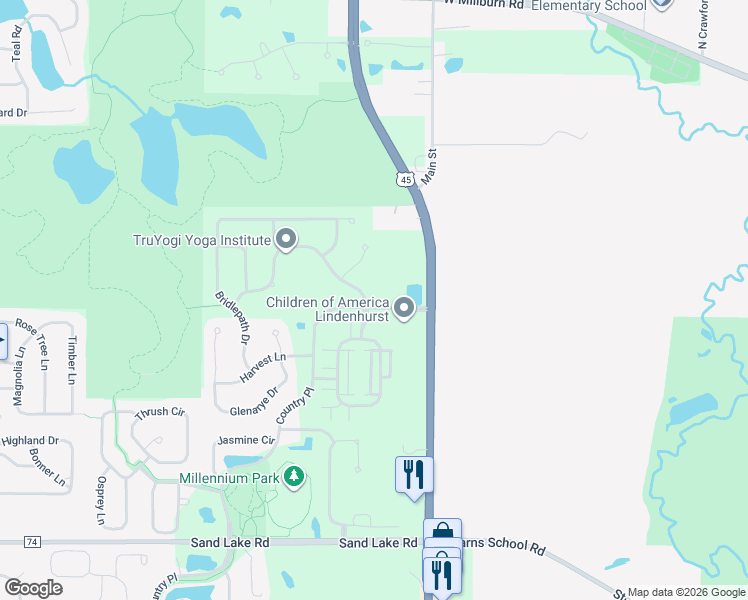 map of restaurants, bars, coffee shops, grocery stores, and more near 3100 Farmington Drive in Lindenhurst