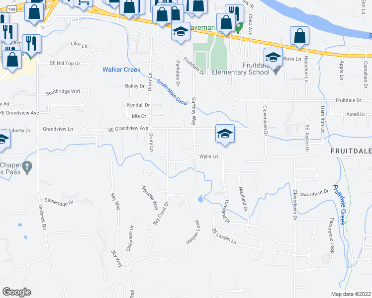 map of restaurants, bars, coffee shops, grocery stores, and more near 1065 Jeramy Way in Grants Pass