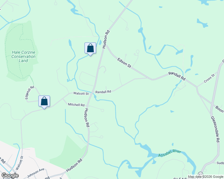 map of restaurants, bars, coffee shops, grocery stores, and more near 185 Randall Road in Stow