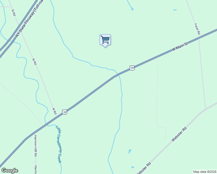 map of restaurants, bars, coffee shops, grocery stores, and more near 4997 West Main Street in Chautauqua County