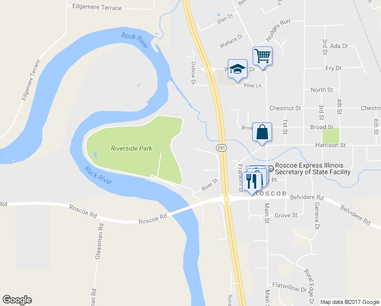map of restaurants, bars, coffee shops, grocery stores, and more near 5167 Rowena Drive in Roscoe