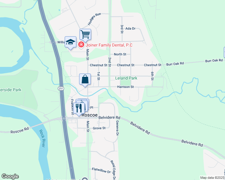 map of restaurants, bars, coffee shops, grocery stores, and more near 10658 3rd Street in Roscoe