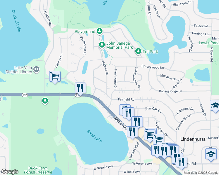 map of restaurants, bars, coffee shops, grocery stores, and more near 49 Hawthorne Drive in Lindenhurst
