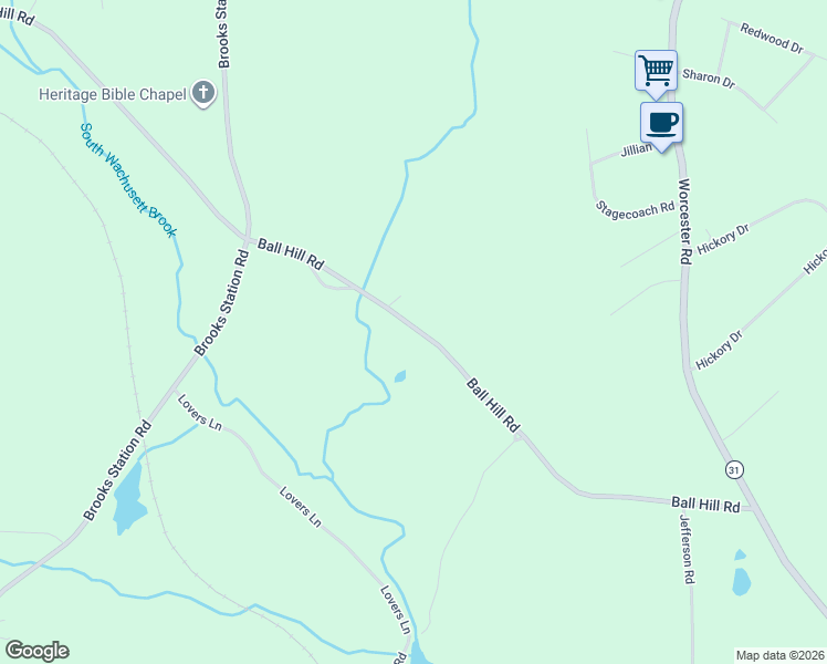 map of restaurants, bars, coffee shops, grocery stores, and more near 91 Ball Hill Road in Princeton