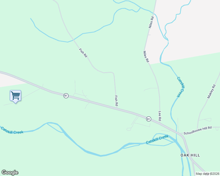 map of restaurants, bars, coffee shops, grocery stores, and more near 41 Fish Road in Greene County