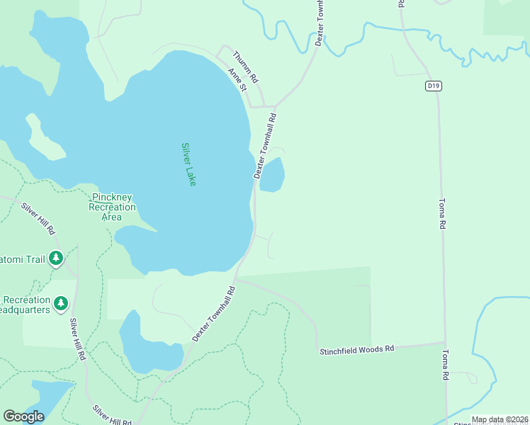 map of restaurants, bars, coffee shops, grocery stores, and more near 8888 Dexter Townhall Road in Pinckney