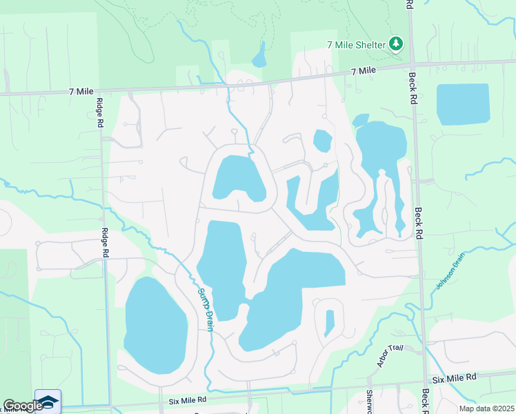 map of restaurants, bars, coffee shops, grocery stores, and more near 18415 Clairmont Circle East in Northville