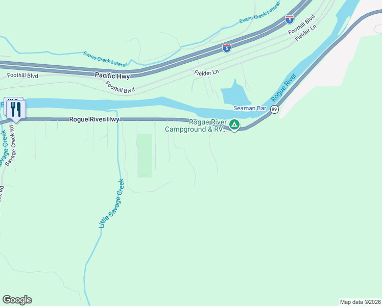 map of restaurants, bars, coffee shops, grocery stores, and more near 7077 Rogue River Highway in Grants Pass