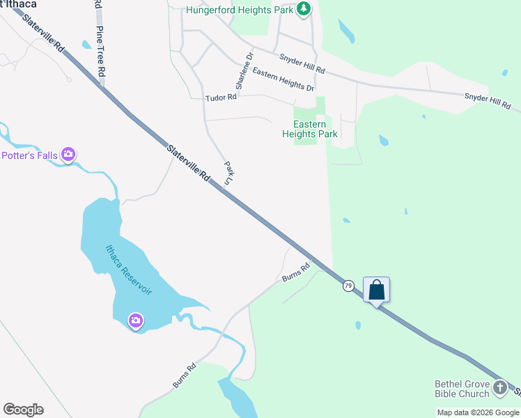 map of restaurants, bars, coffee shops, grocery stores, and more near 1568 Slaterville Rd in Ithaca