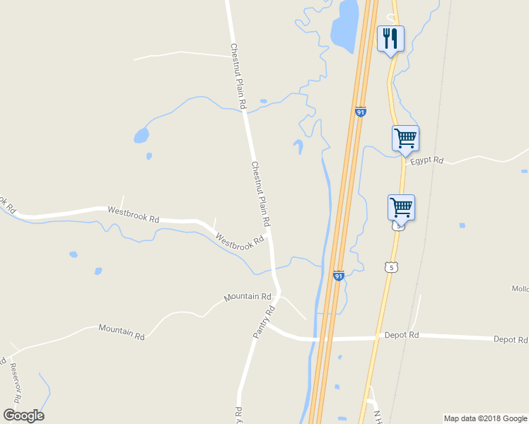 map of restaurants, bars, coffee shops, grocery stores, and more near 42 Chestnut Plain Road in Whately