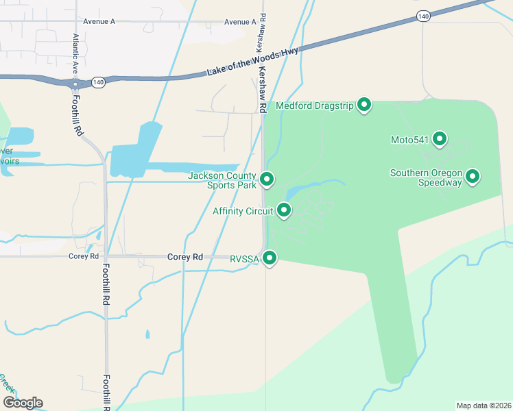map of restaurants, bars, coffee shops, grocery stores, and more near 6917 Kershaw Road in Central Point