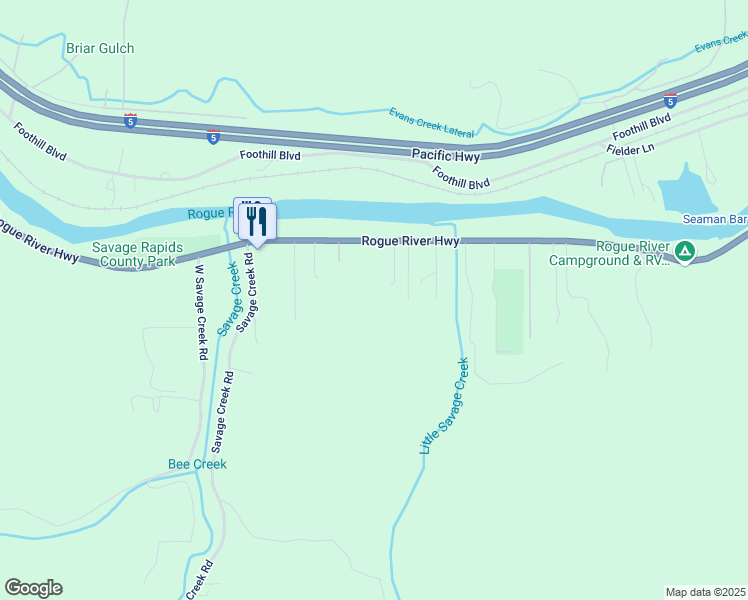 map of restaurants, bars, coffee shops, grocery stores, and more near 6671 Rogue River Highway in Grants Pass