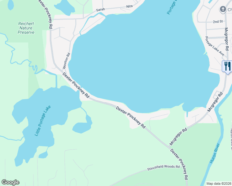 map of restaurants, bars, coffee shops, grocery stores, and more near 9136 Dexter-Pinckney Road in Pinckney