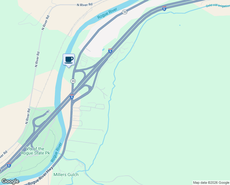 map of restaurants, bars, coffee shops, grocery stores, and more near 2081 Rogue River Highway in Gold Hill