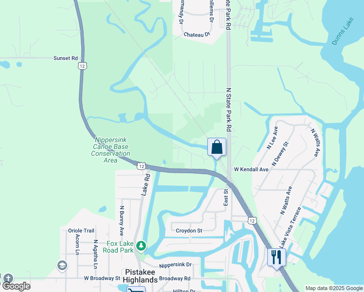map of restaurants, bars, coffee shops, grocery stores, and more near 306 Waverly Street in Spring Grove