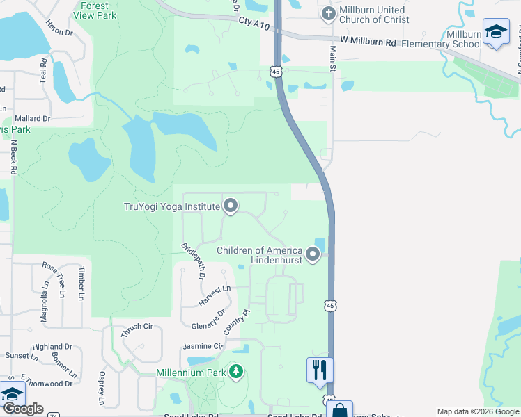 map of restaurants, bars, coffee shops, grocery stores, and more near 83 Stable Way in Lindenhurst