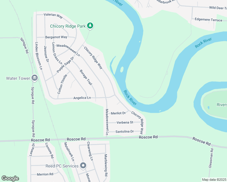 map of restaurants, bars, coffee shops, grocery stores, and more near 10847 Chicory Ridge Way in Roscoe