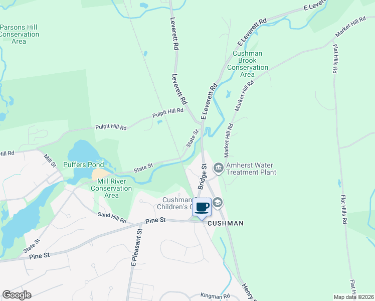 map of restaurants, bars, coffee shops, grocery stores, and more near 116 Bridge St in Amherst