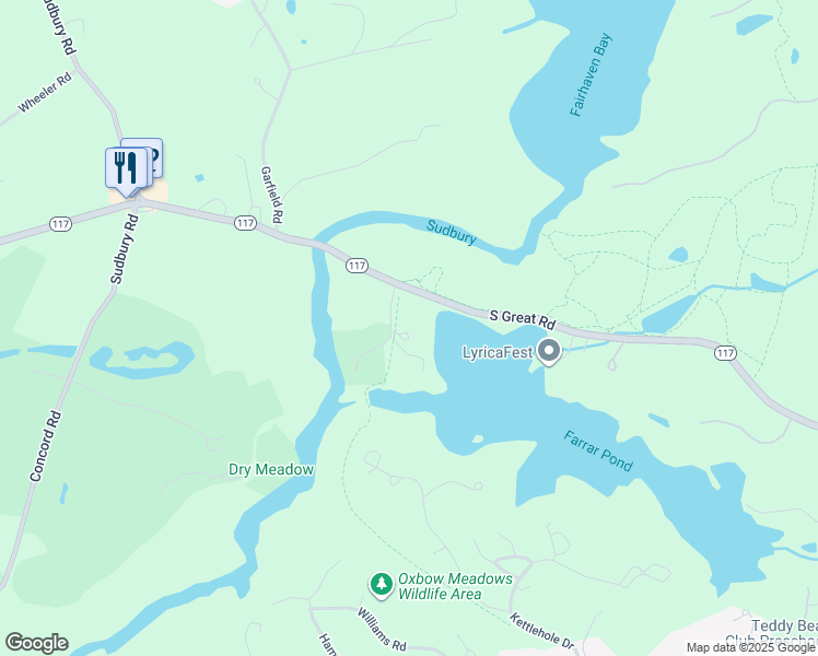 map of restaurants, bars, coffee shops, grocery stores, and more near 23 South Great Road in Lincoln