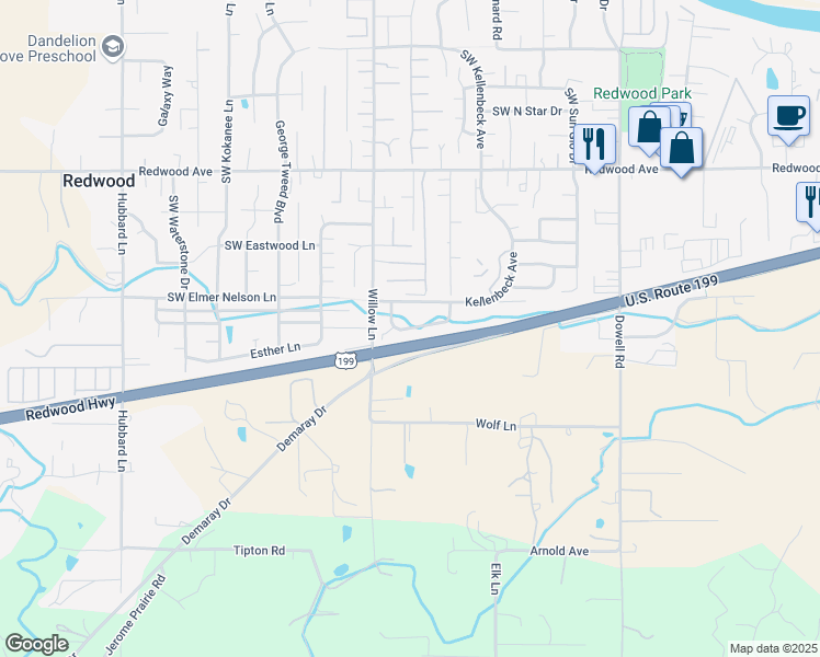 map of restaurants, bars, coffee shops, grocery stores, and more near 1881 Kellenbeck Avenue in Grants Pass
