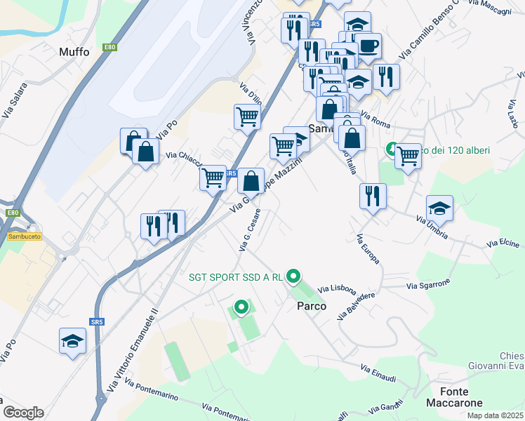 map of restaurants, bars, coffee shops, grocery stores, and more near 1 Via G. Cesare in Sambuceto