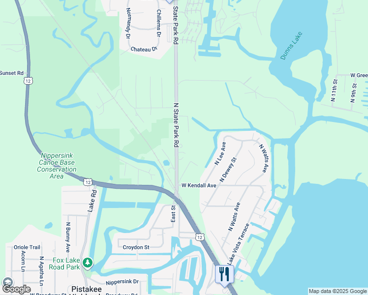 map of restaurants, bars, coffee shops, grocery stores, and more near 38203 State Park Road in Spring Grove