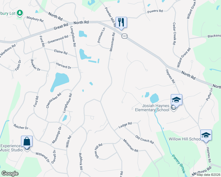 map of restaurants, bars, coffee shops, grocery stores, and more near 218 Mossman Road in Sudbury