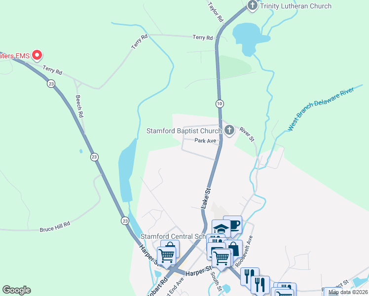 map of restaurants, bars, coffee shops, grocery stores, and more near 8 Van Dyke Avenue in Stamford