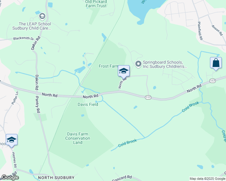 map of restaurants, bars, coffee shops, grocery stores, and more near 138 North Road in Sudbury