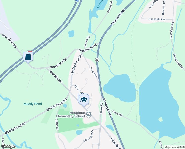 map of restaurants, bars, coffee shops, grocery stores, and more near 14 Jewett Road in Sterling