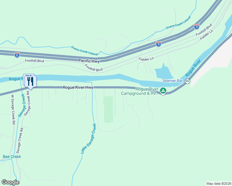 map of restaurants, bars, coffee shops, grocery stores, and more near 7073 Rogue River Highway in Grants Pass