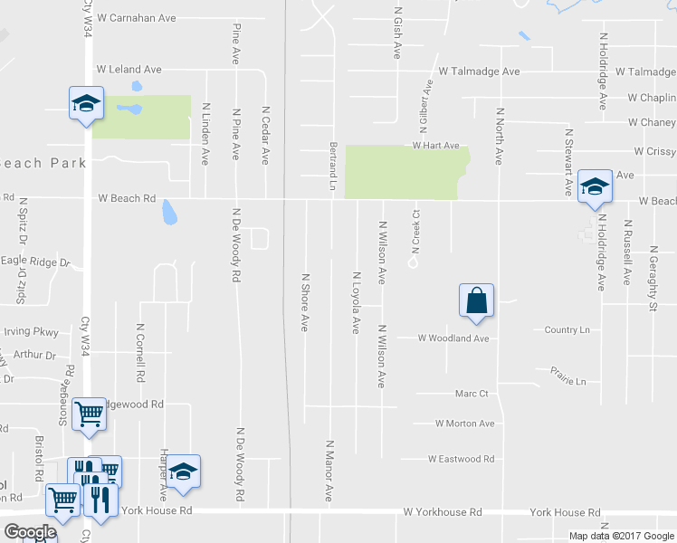 map of restaurants, bars, coffee shops, grocery stores, and more near 38325 North Manor Avenue in Beach Park