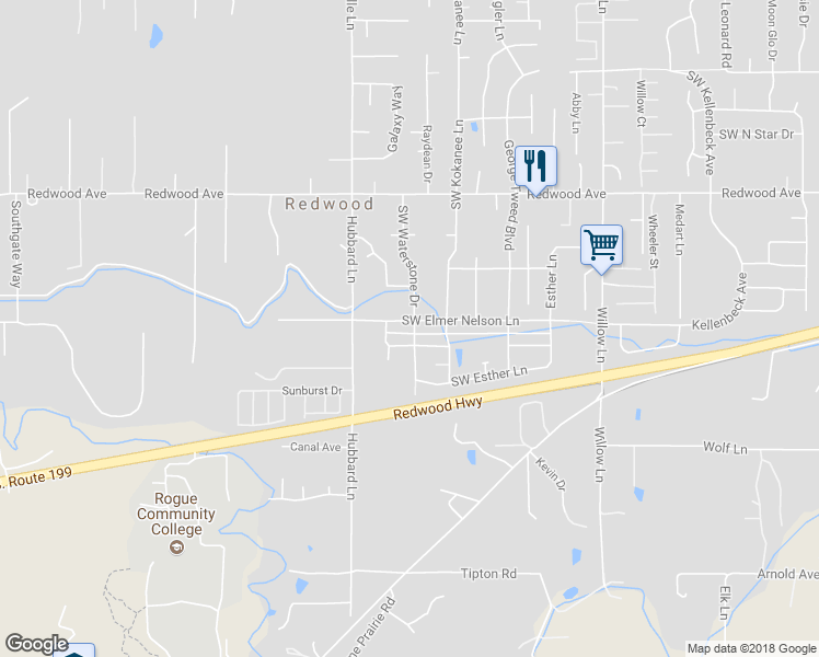map of restaurants, bars, coffee shops, grocery stores, and more near 2865 Southwest Elmer Nelson Lane in Grants Pass