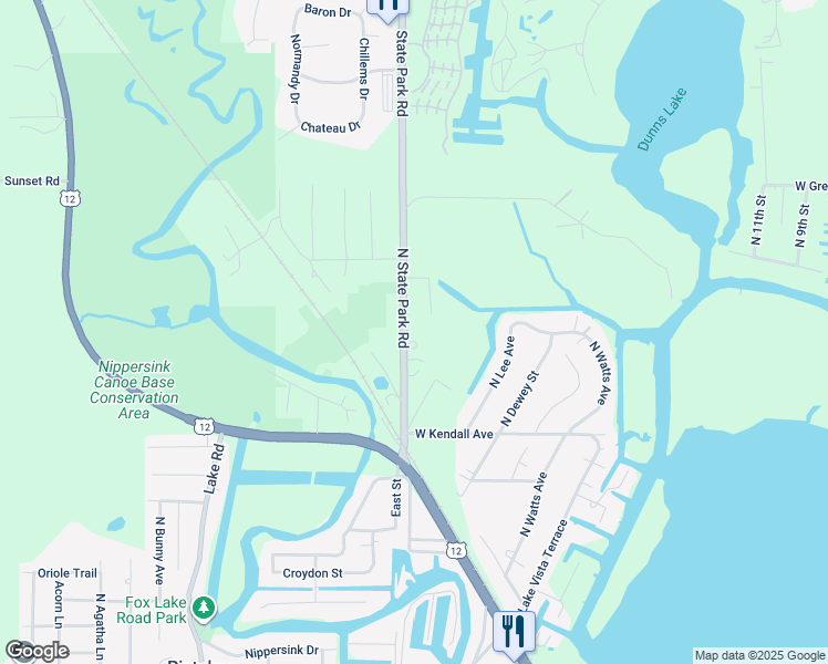 map of restaurants, bars, coffee shops, grocery stores, and more near 38203 State Park Road in Spring Grove