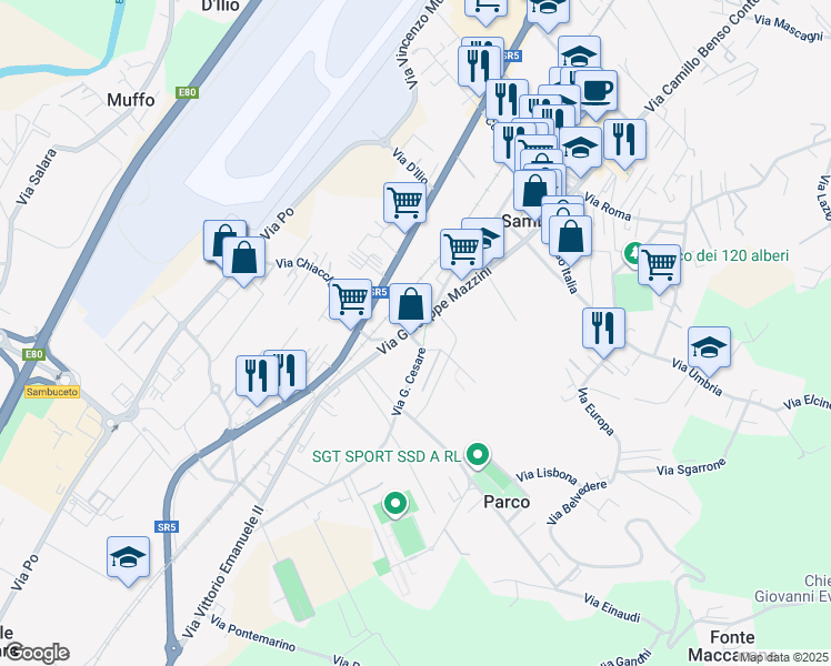 map of restaurants, bars, coffee shops, grocery stores, and more near 1 Via G. Cesare in Sambuceto