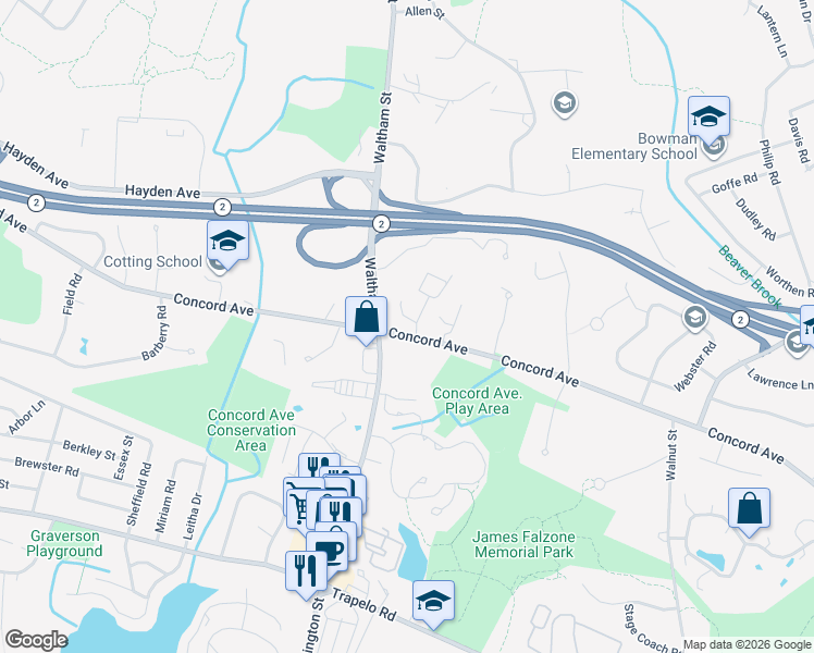 map of restaurants, bars, coffee shops, grocery stores, and more near 33 April Lane in Lexington