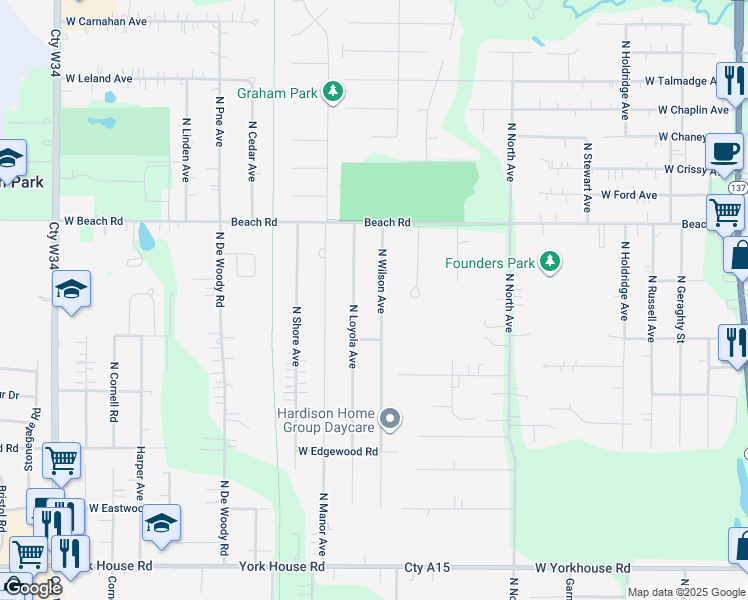 map of restaurants, bars, coffee shops, grocery stores, and more near 38332 North Wilson Avenue in Beach Park